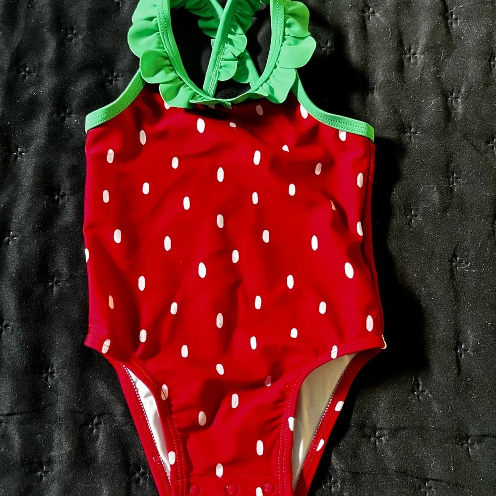 Old Navy Red and Green One Piece Swimsuit - Picture 1 of 2